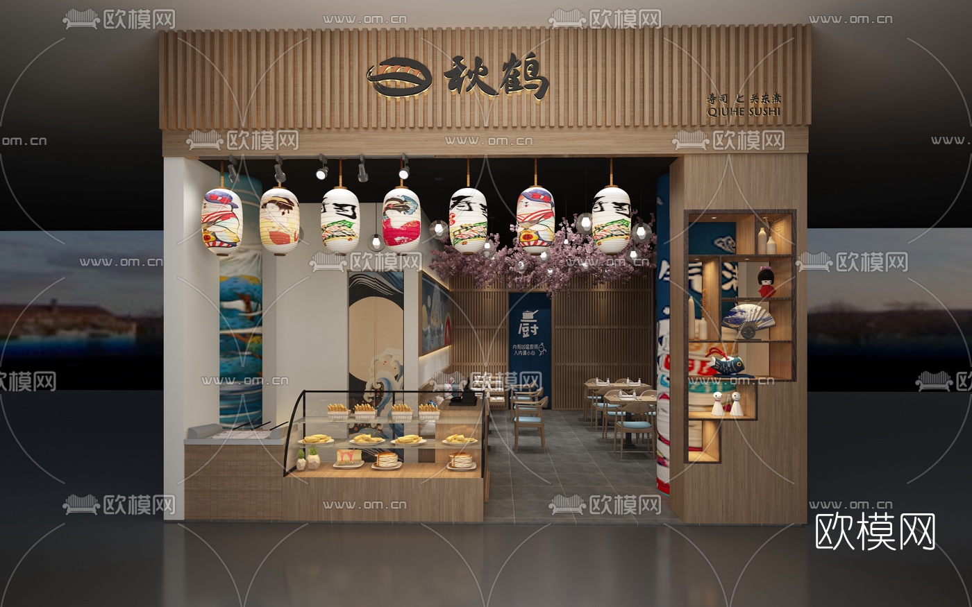 日式寿司店免费3d模型下载（渲染图1）