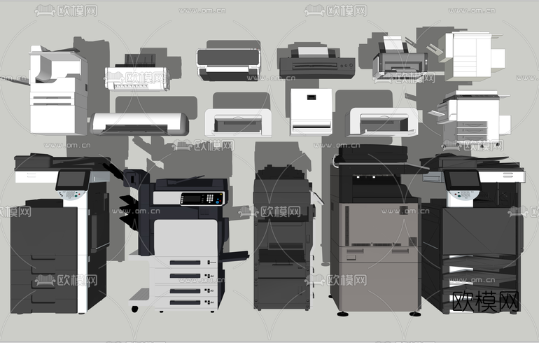 现代台式打印机su模型下载
