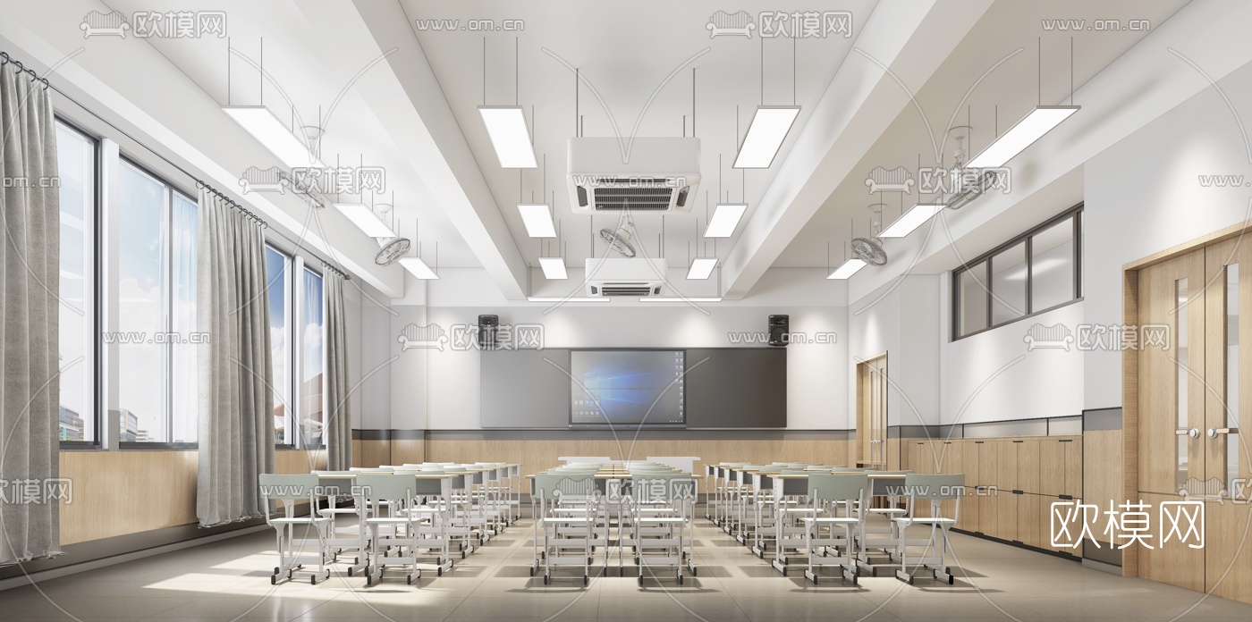 现代学校教室3d模型