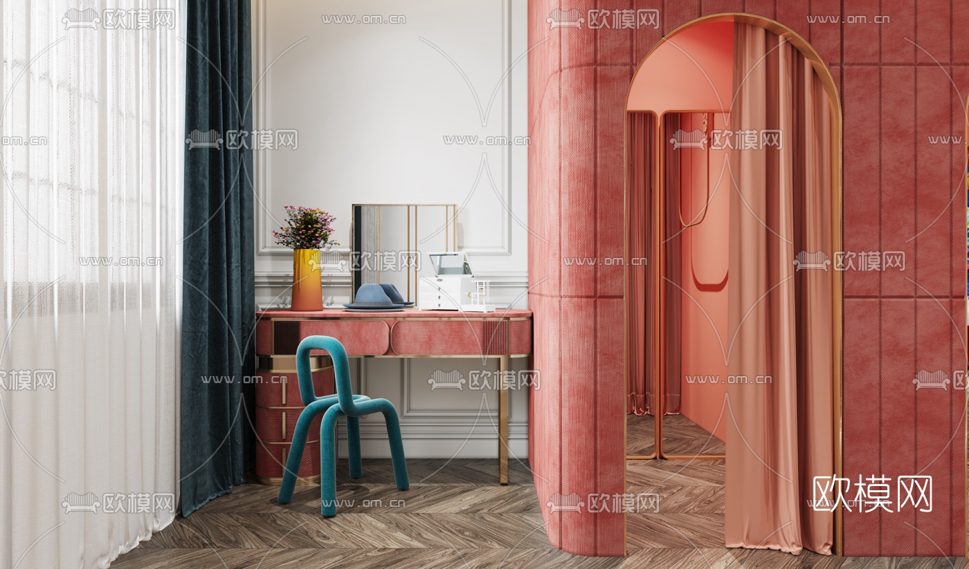 简欧服装店更衣室3d模型