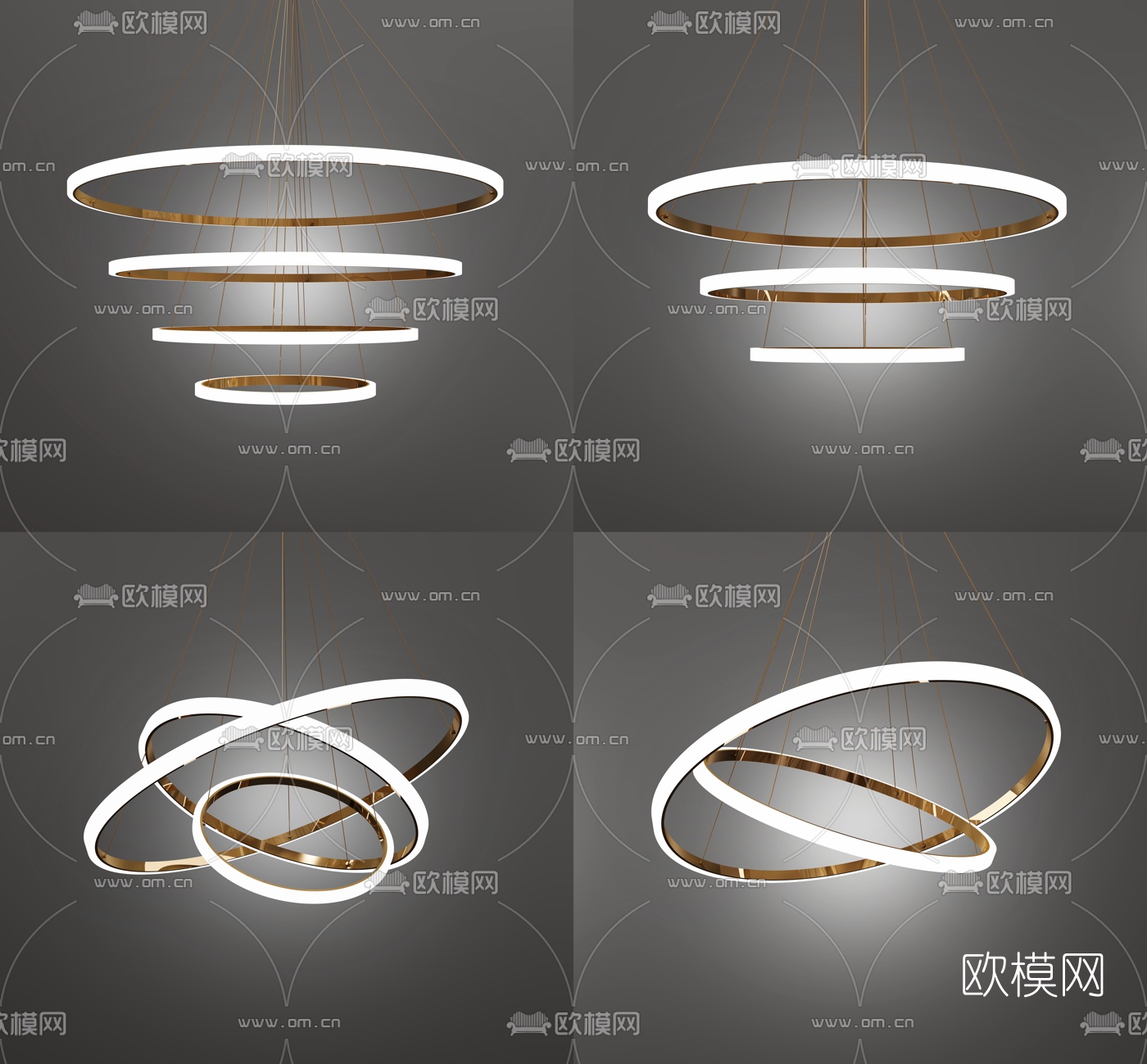 现代多层环形吊灯3d模型下载_ID10192999_3dmax免费模型-欧模网
