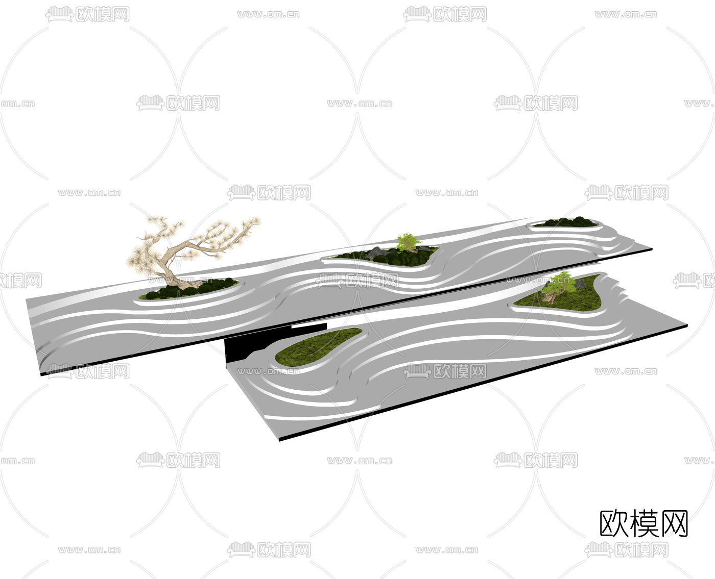 现代梯田景观小品su模型下载（渲染图2）