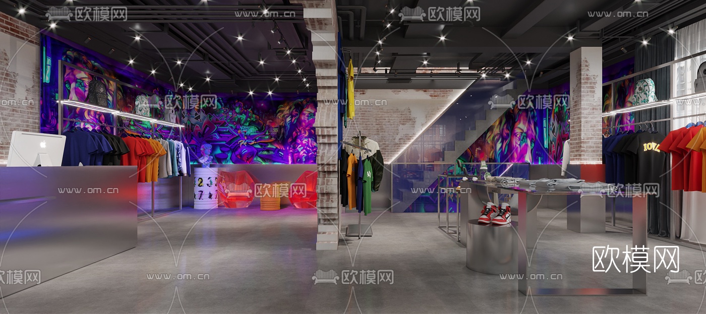 工业风服装店3d模型