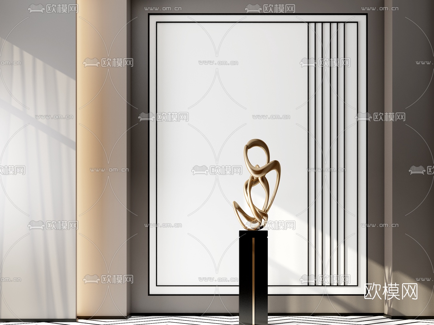 现代金属雕塑摆件3d模型下载