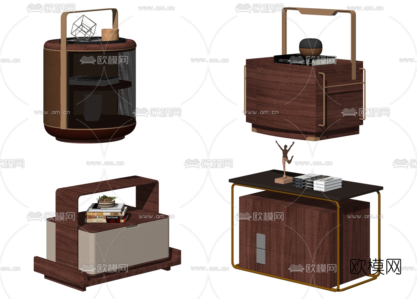 现代床头柜su模型下载