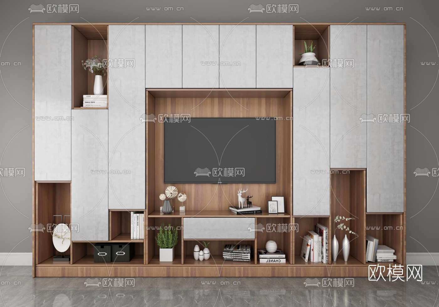 现代电视背景墙3d模型