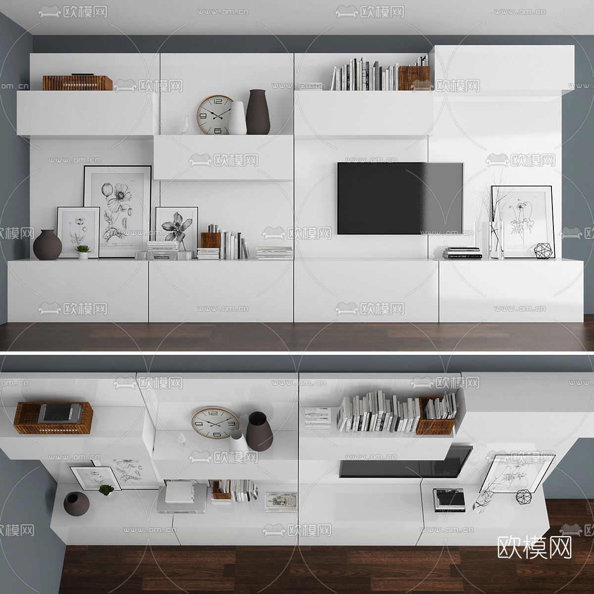 现代电视背景墙装饰柜3d模型