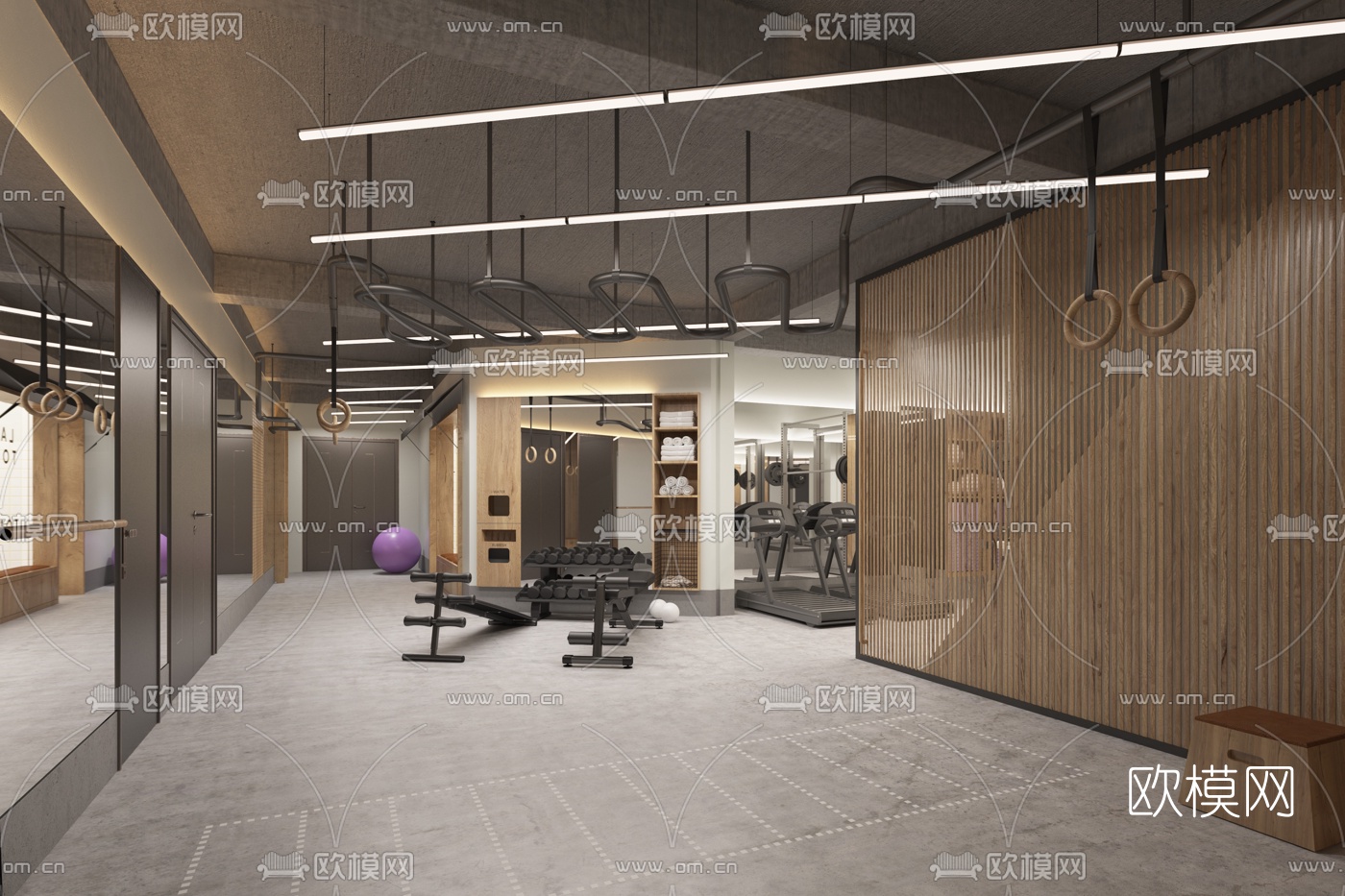现代健身房3d模型下载