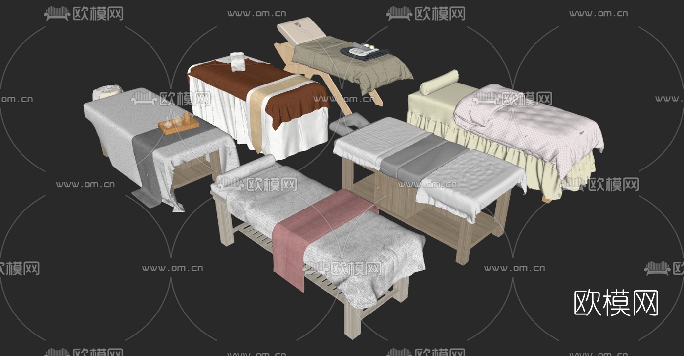 现代美容院SPA床按摩床su模型下载