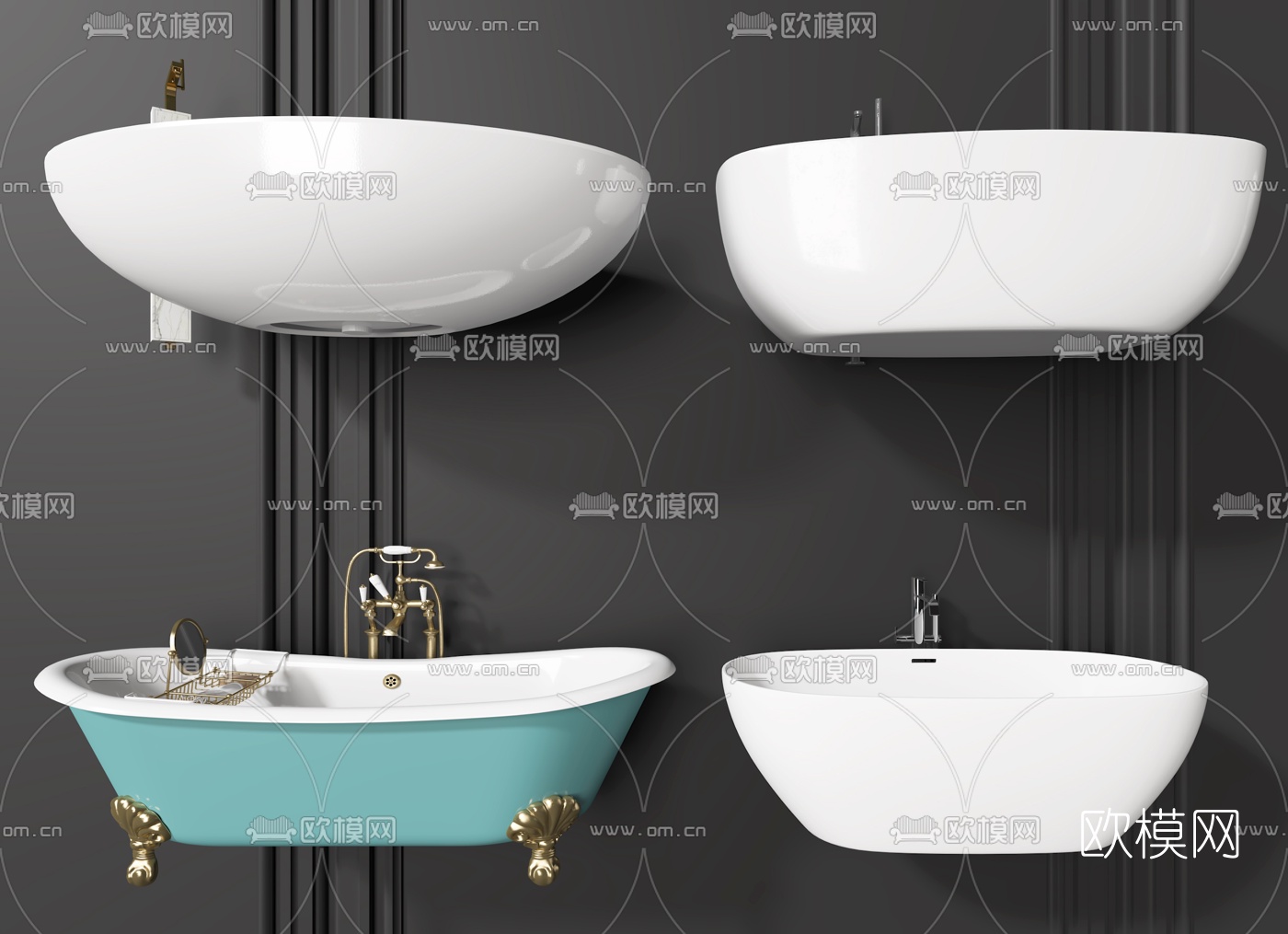 现代陶瓷浴缸3d模型下载