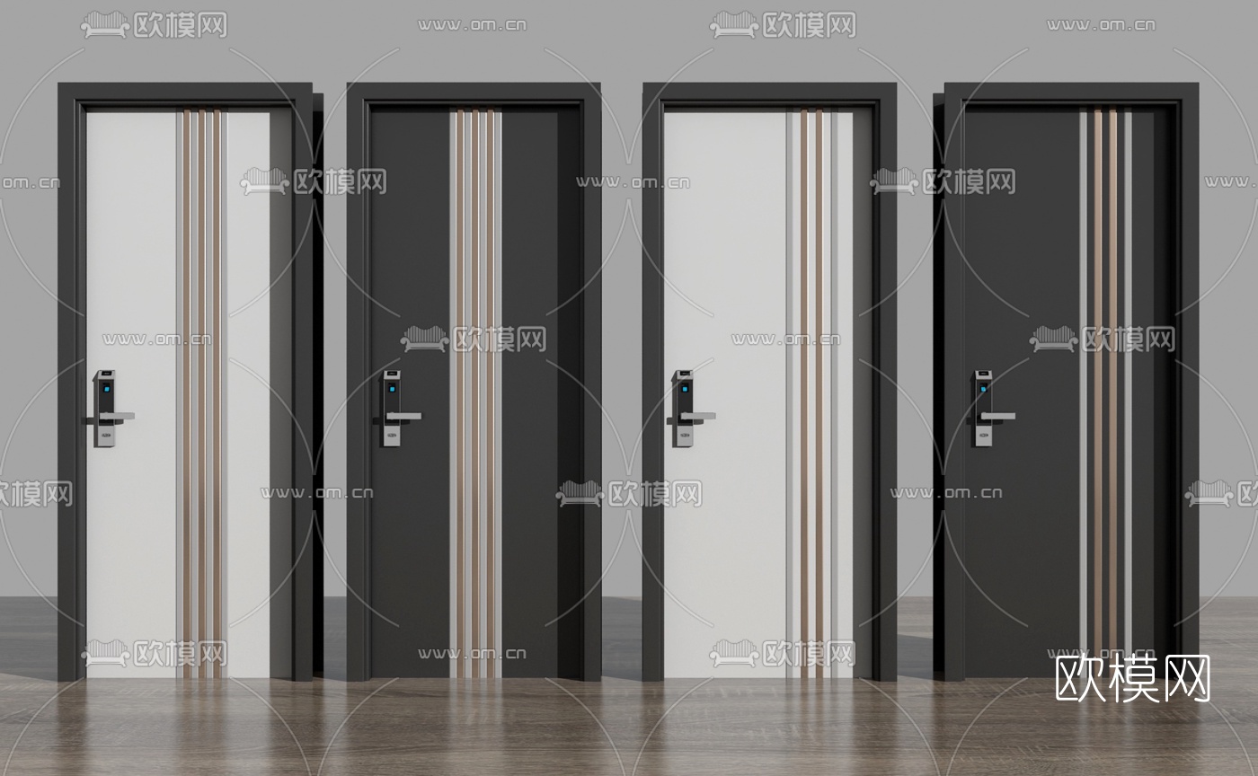 现代单开门房门密码门3d模型