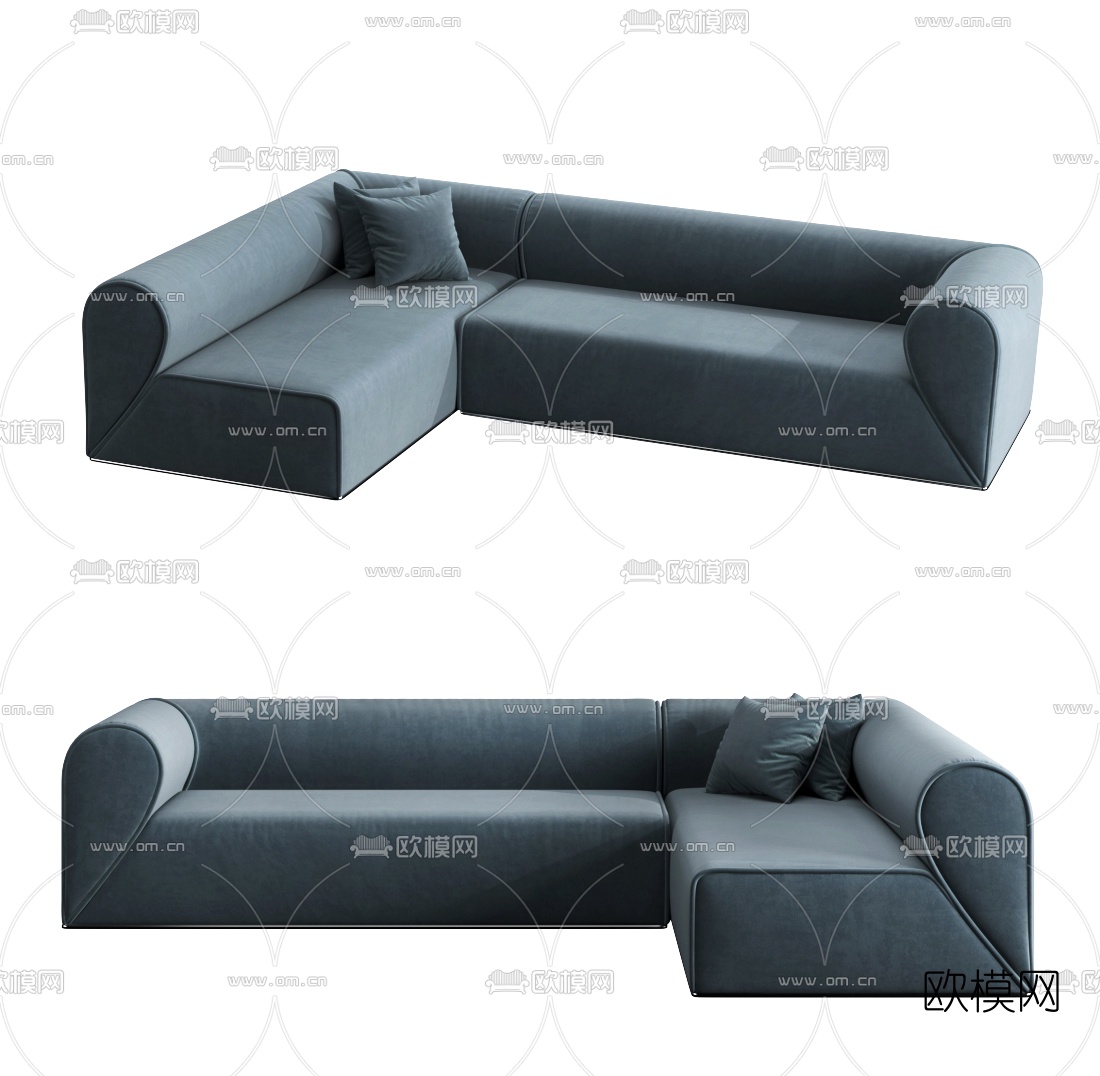 现代绒布转角沙发3d模型下载