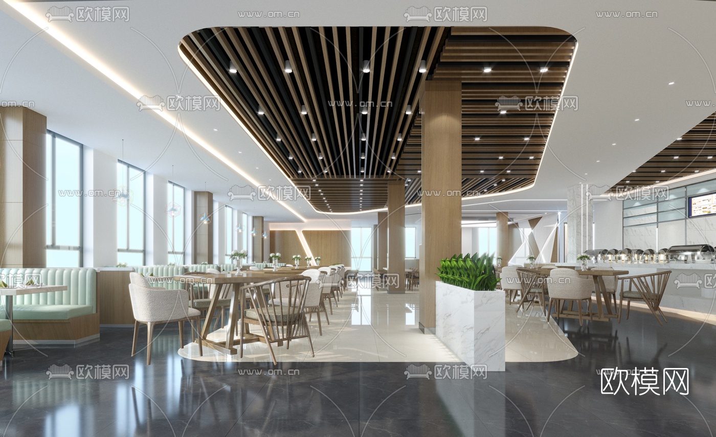 北欧简约快餐厅3d模型下载（渲染图2）