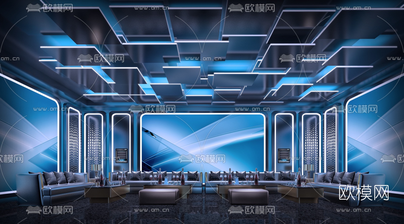 现代轻奢KTV包房3d模型下载