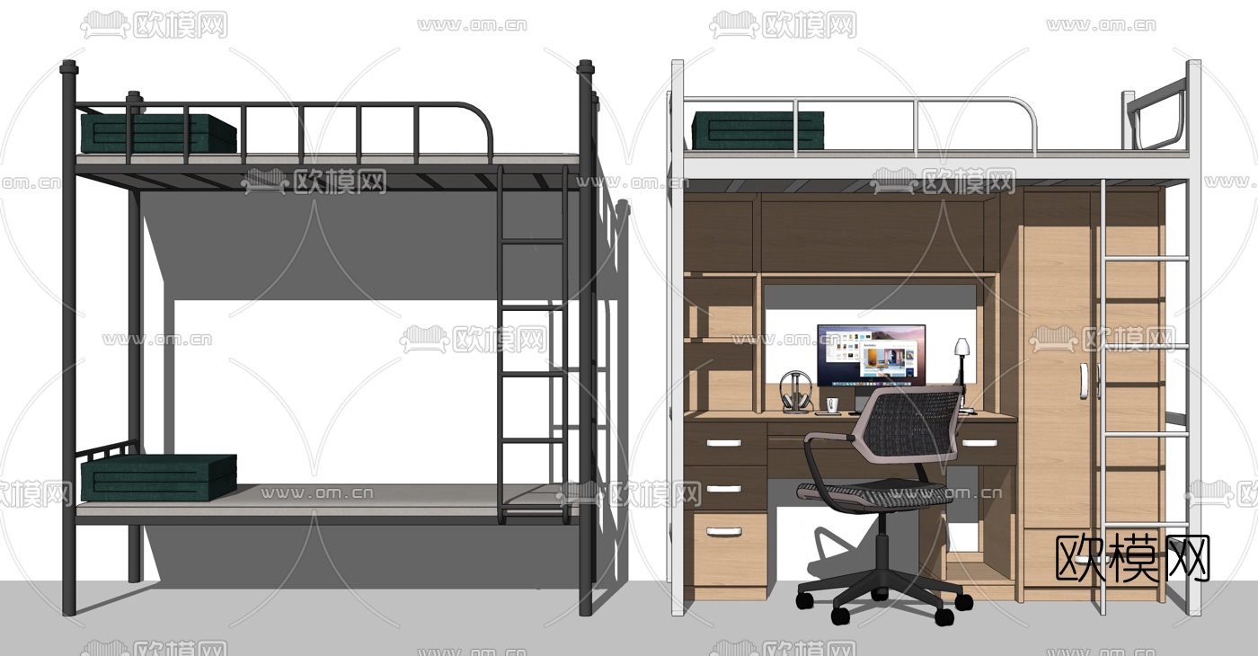 现代上下铺su模型下载