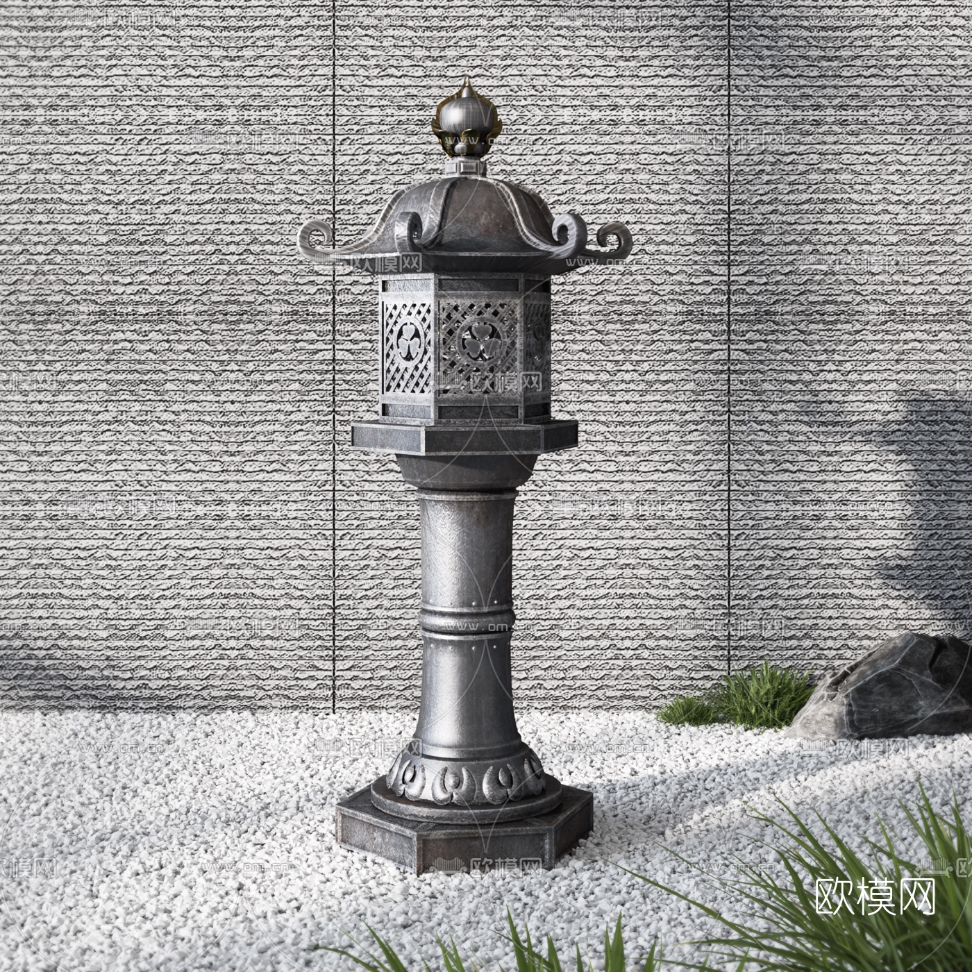 中式铁艺户外灯庭院灯3d模型下载