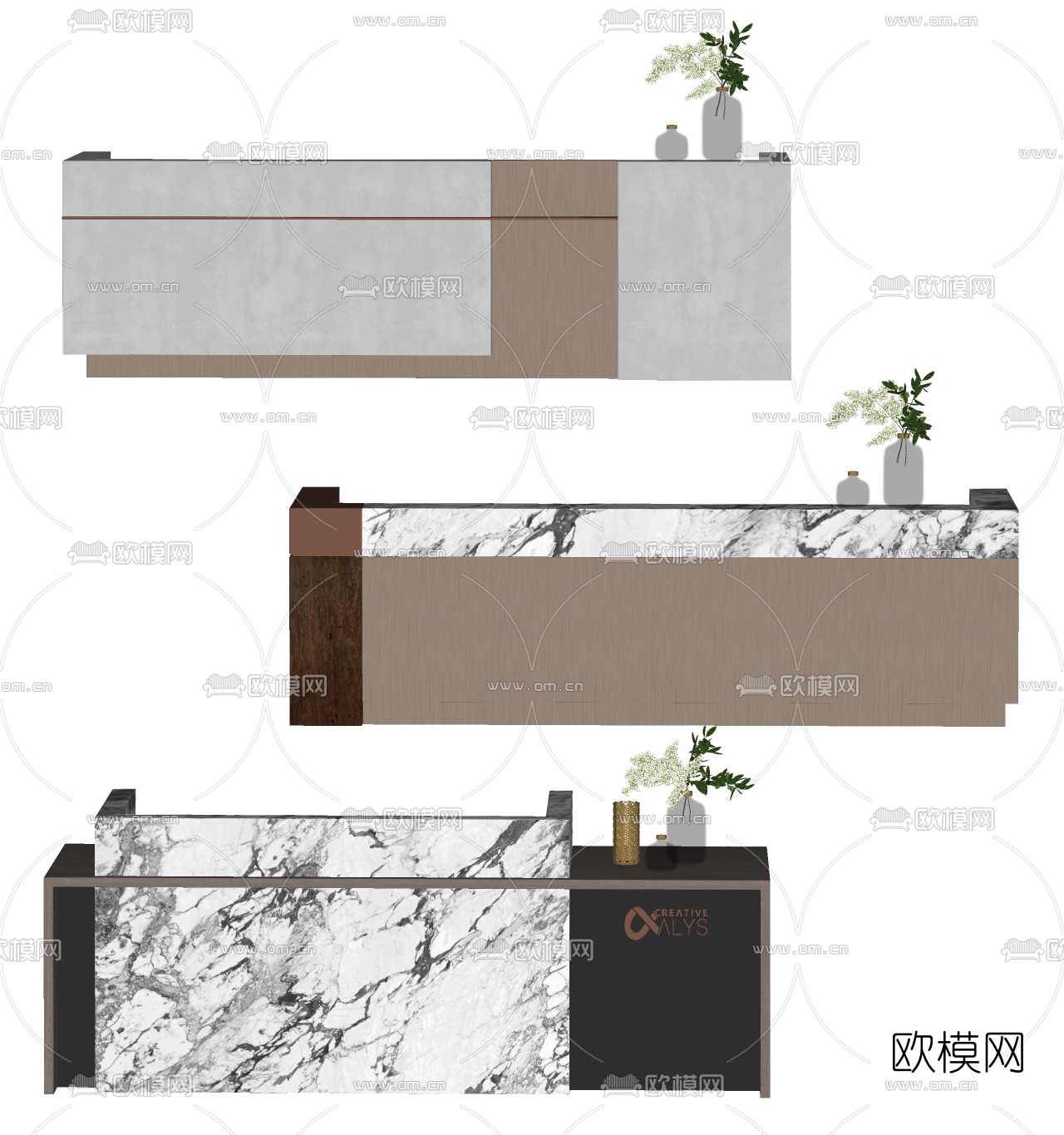 现代前台su模型