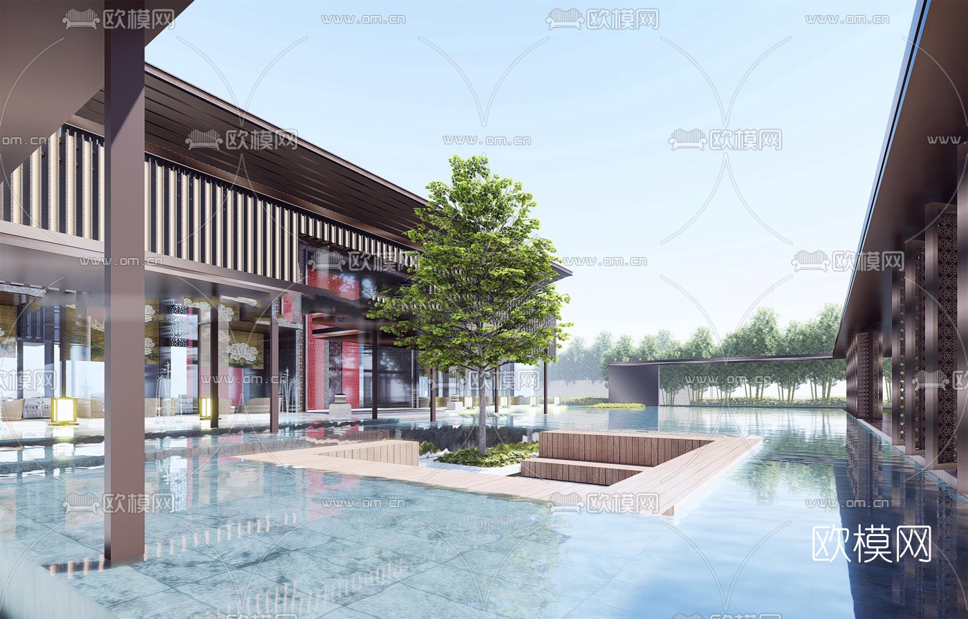 现代售楼处建筑外观su模型下载（渲染图8）