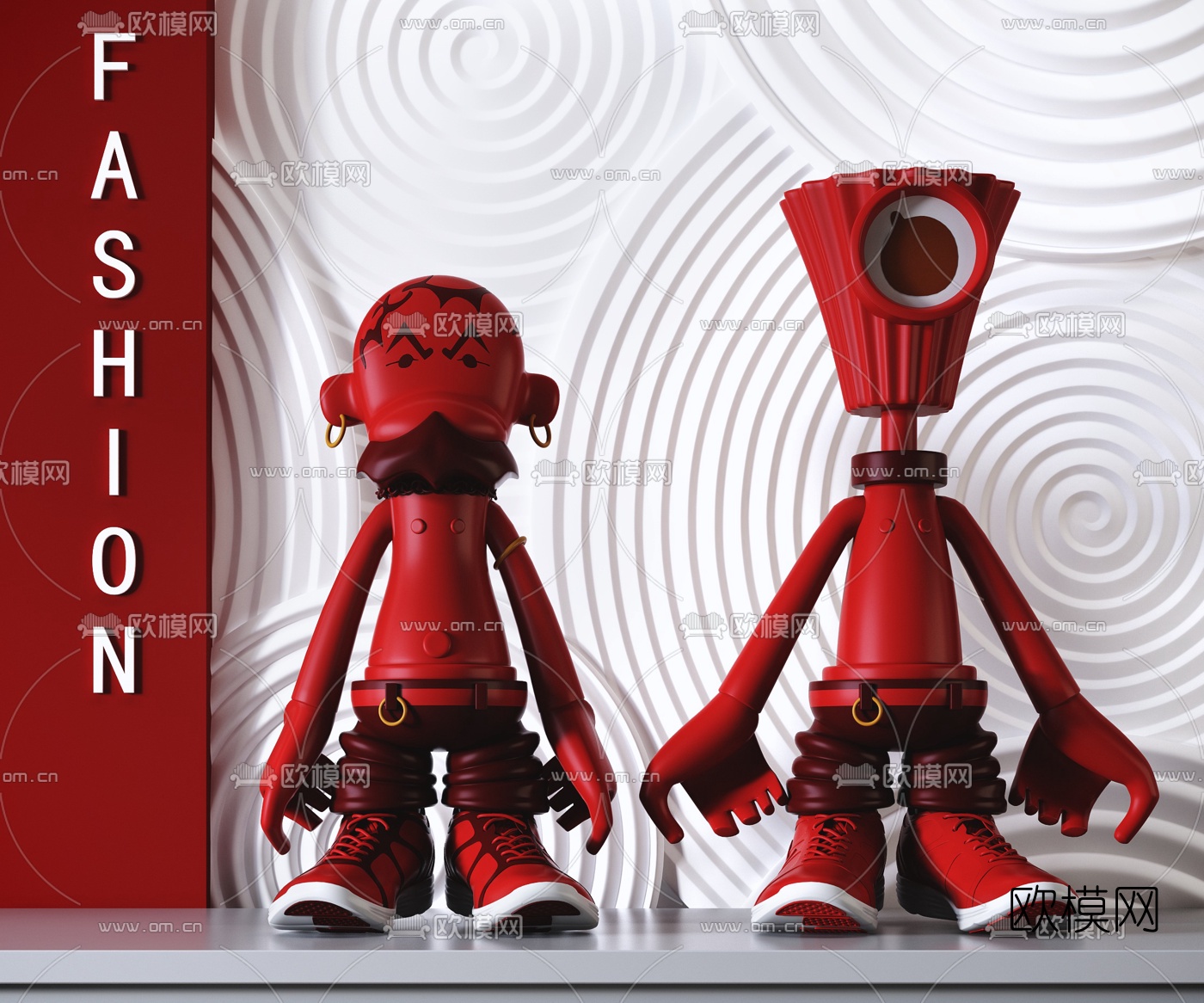 现代潮流玩偶手办3d模型下载