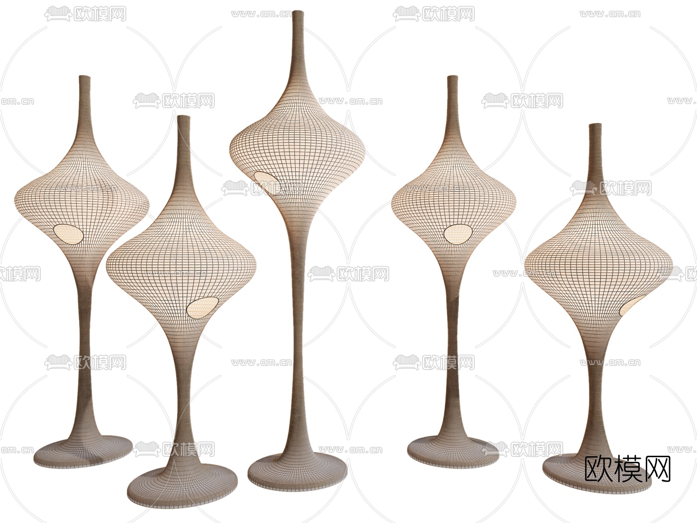 东南亚藤编落地灯3d模型下载