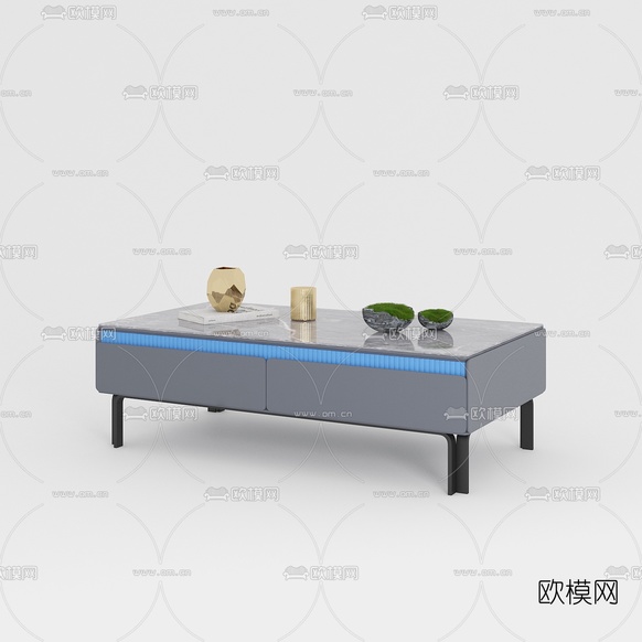 北欧休闲轻奢茶几组合免费3d模型下载(渲染图3)