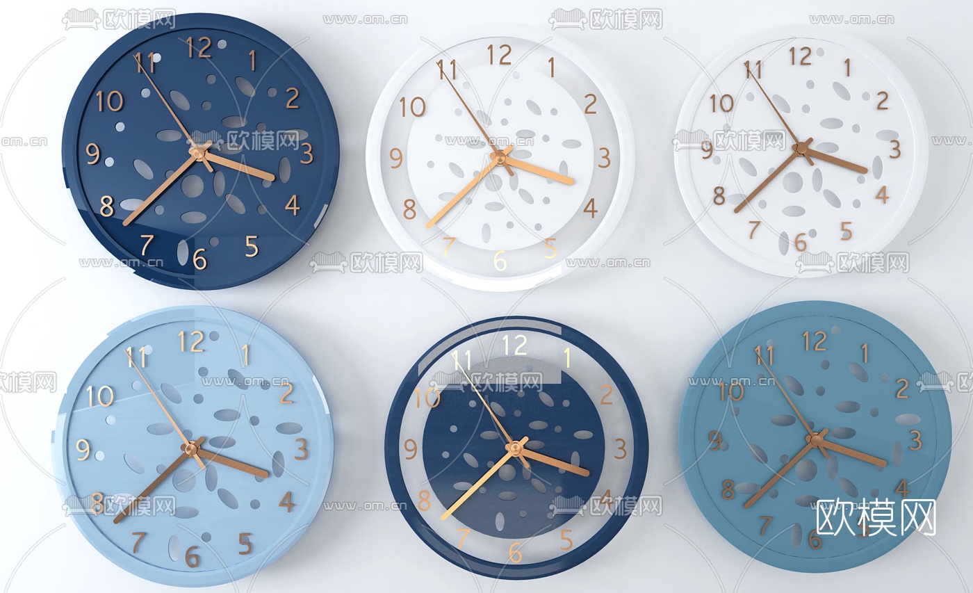 现代时尚金属钟表3d模型下载