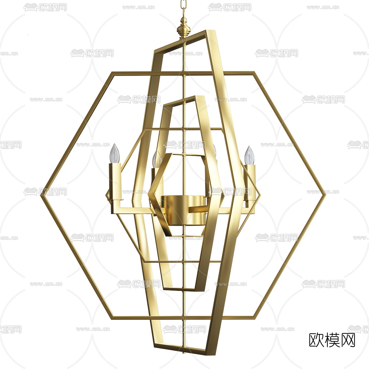 现代菱形金属吊灯3d模型下载_ID10481793_3dmax免费模型-欧模网