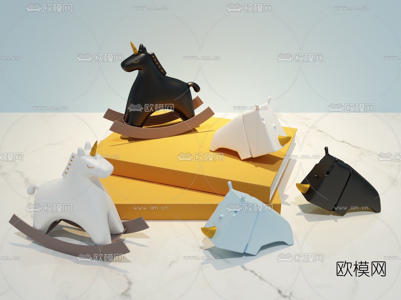 北欧动物桌面摆件装饰品3d模型