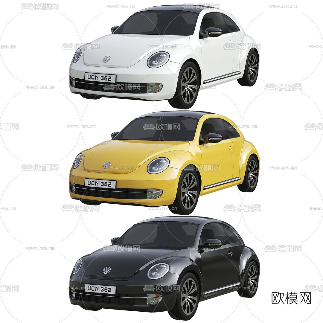 现代大众甲壳虫汽车3d模型下载（渲染图2）