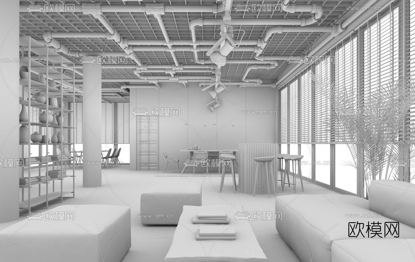 工业风办公室休闲区ssu模型下载（渲染图5）