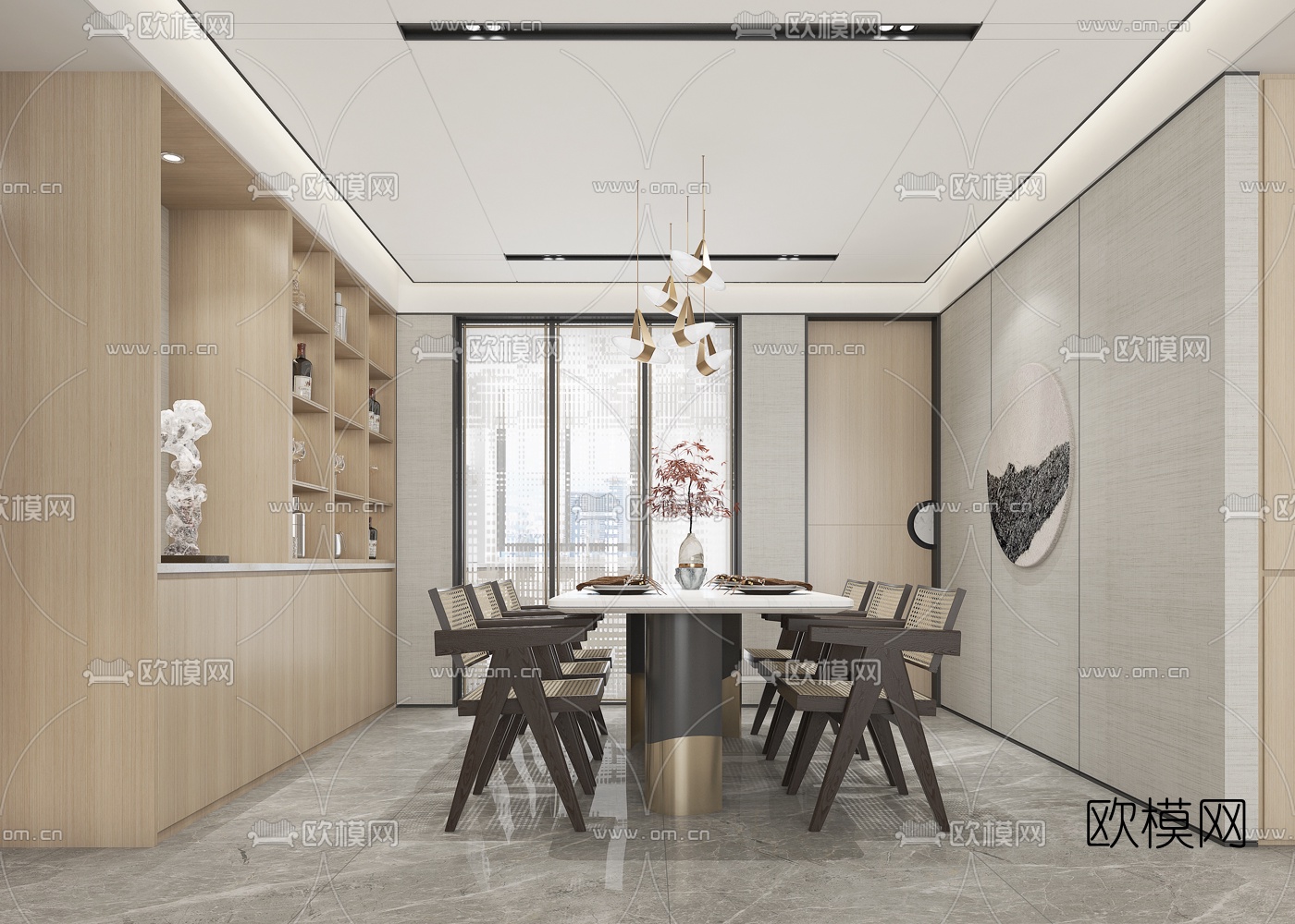 新中式餐厅3d模型