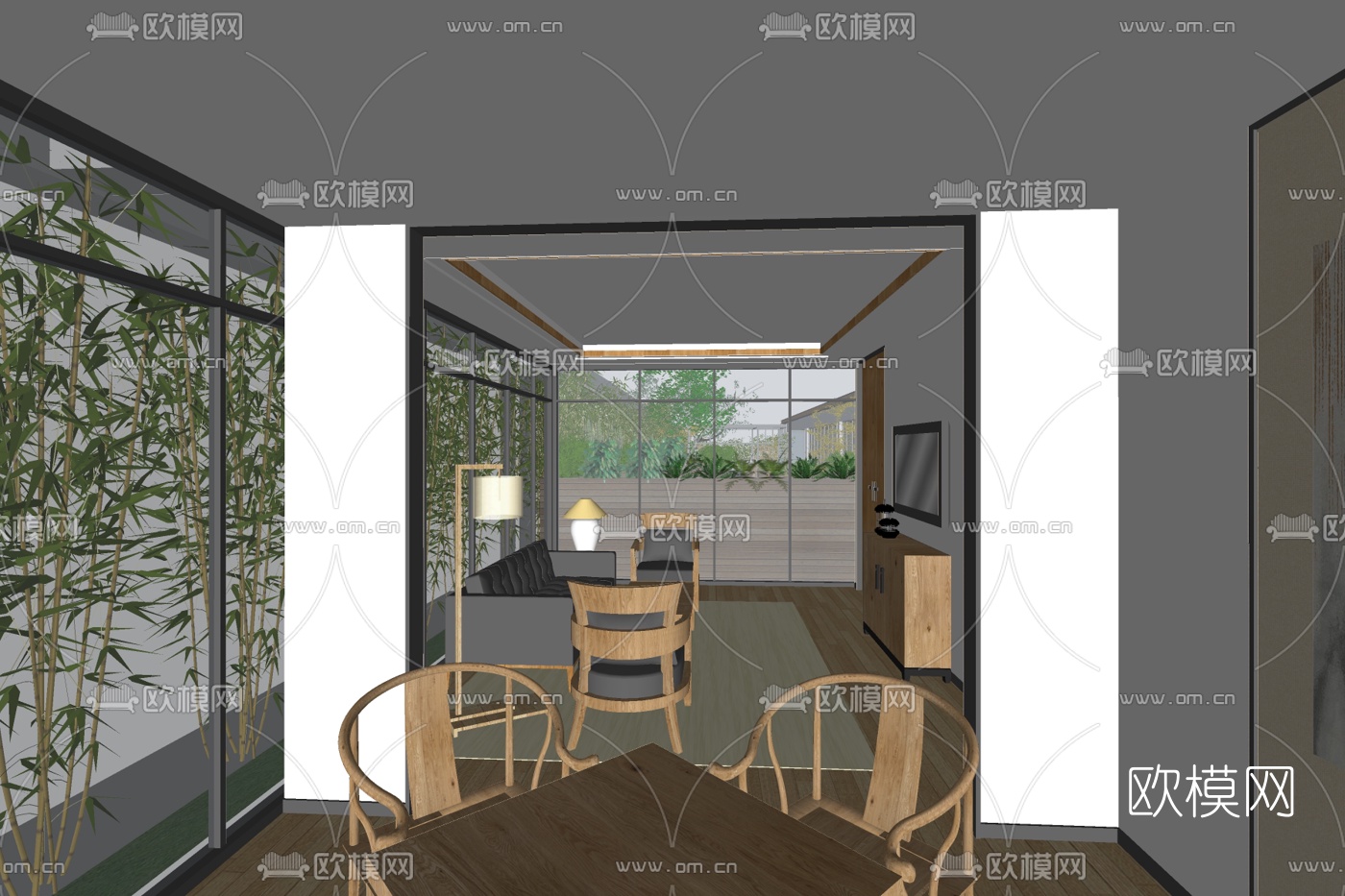 现代简约客厅su模型