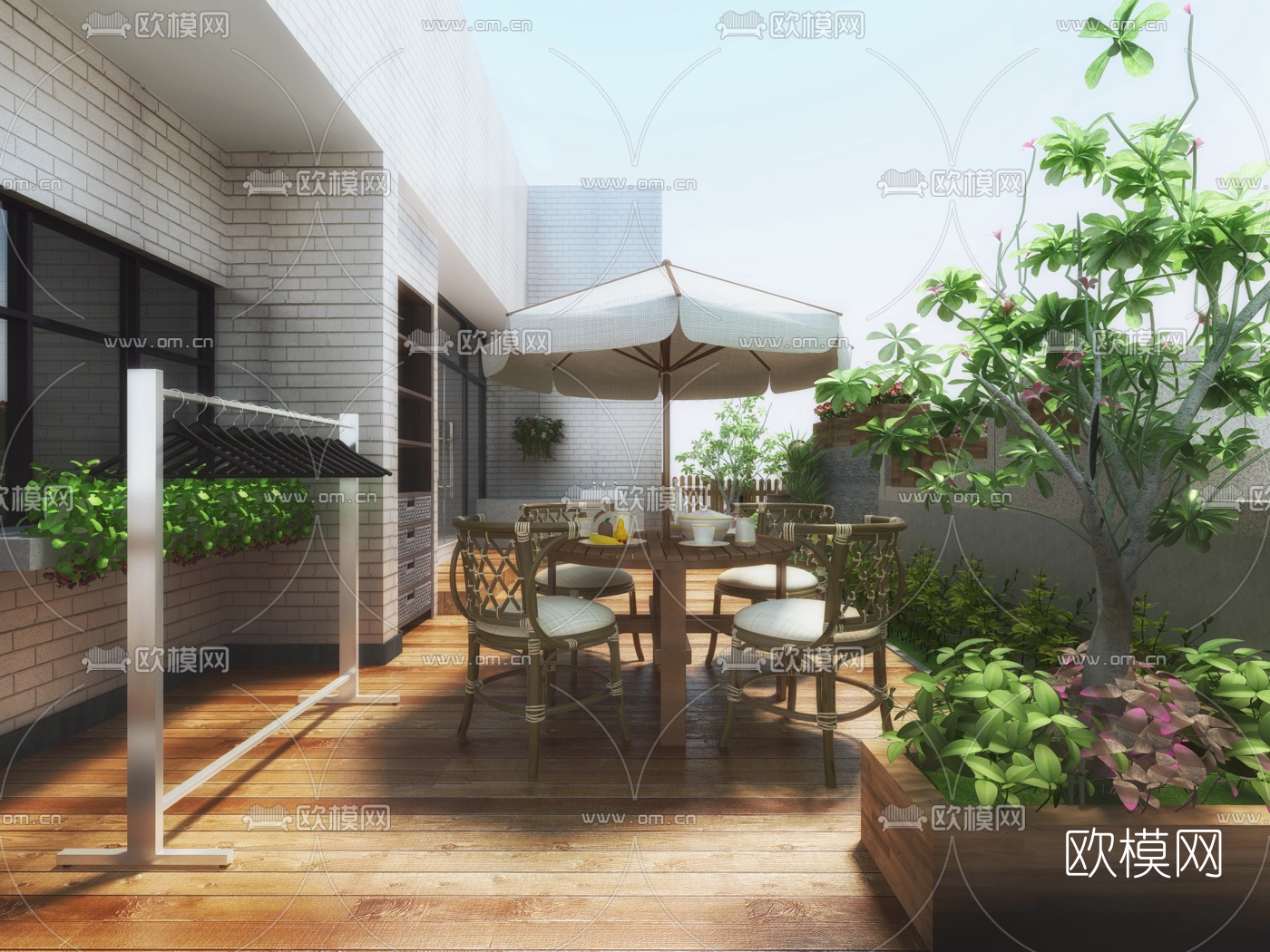 现代屋顶阳台花园3d模型