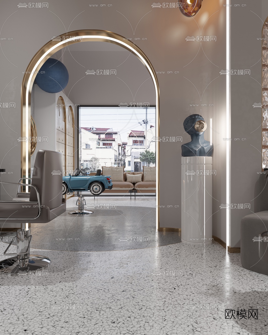 现代轻奢美容美发店3d模型下载（渲染图4）