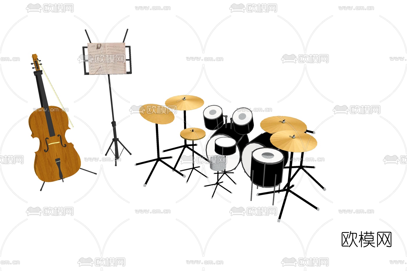 现代吉他乐器su模型下载