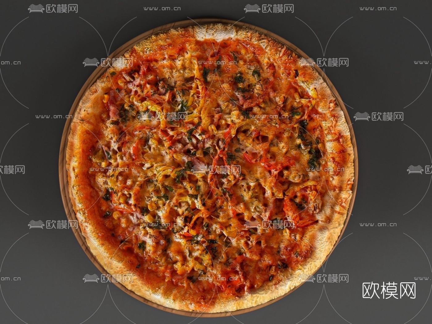 现代披萨食品3d模型