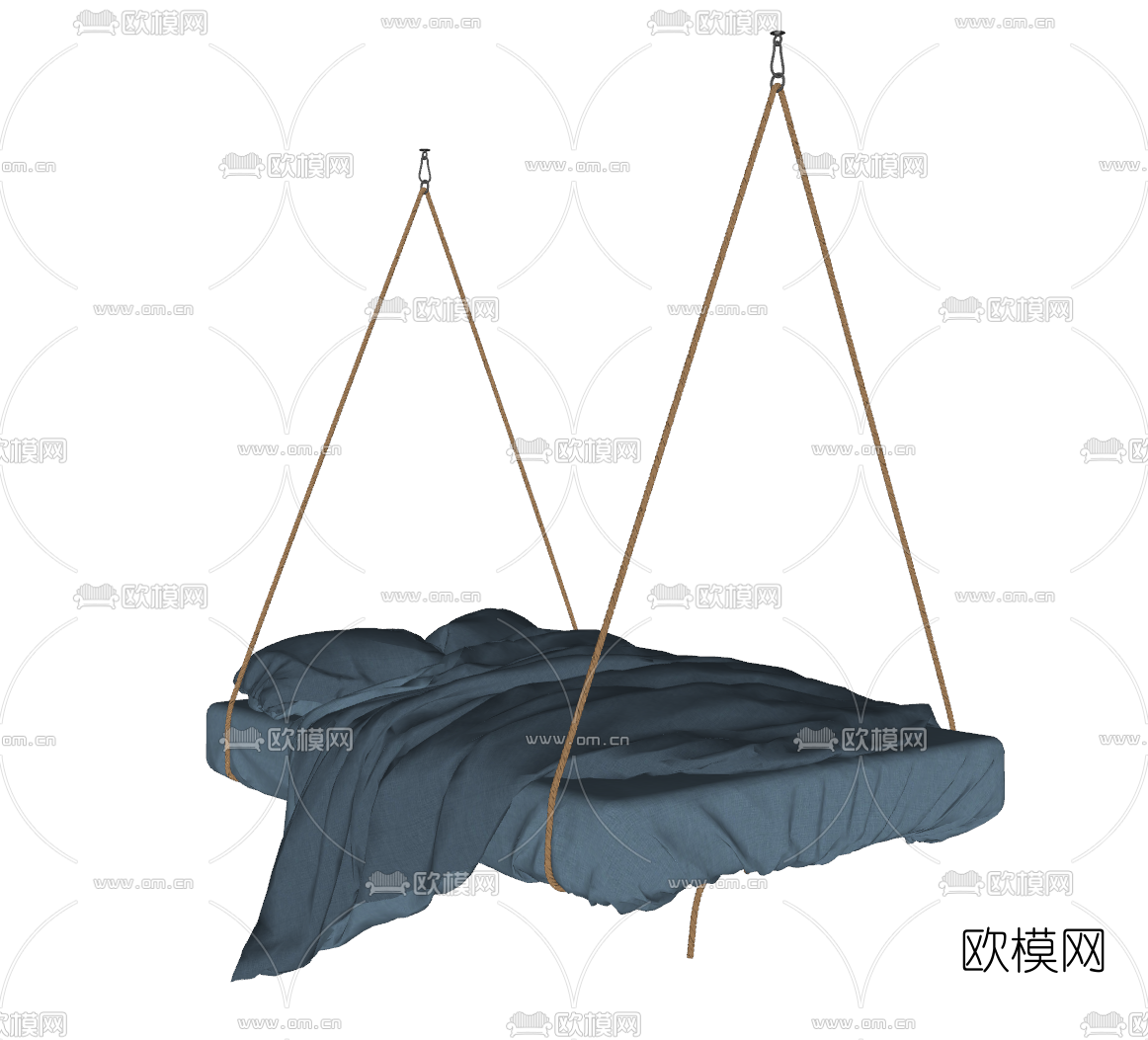现代双人吊床su模型下载（渲染图2）