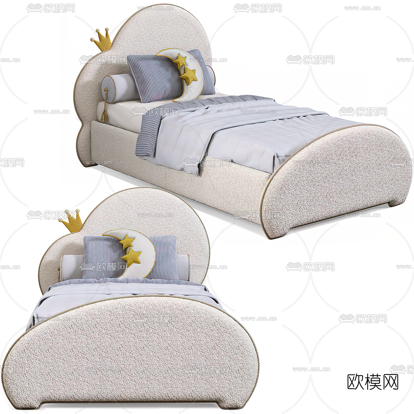 现代儿童单人床3d模型下载