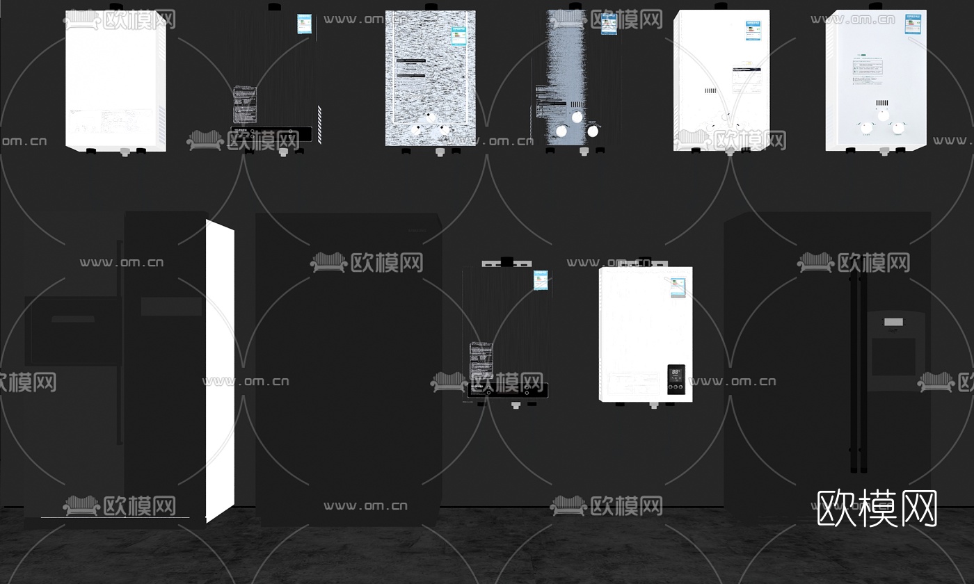 现代热水器冰箱su模型下载（渲染图2）
