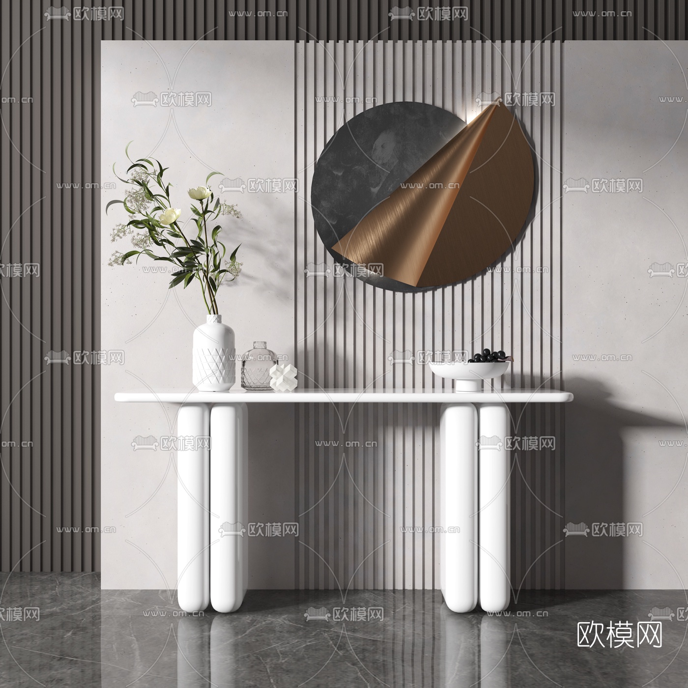 现代玄关柜端景条案组合3d模型