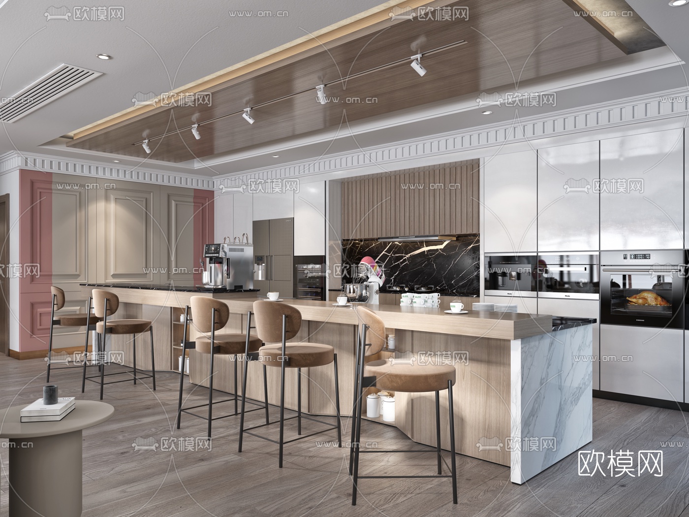 简欧轻奢客厅餐厅3d模型下载（渲染图7）