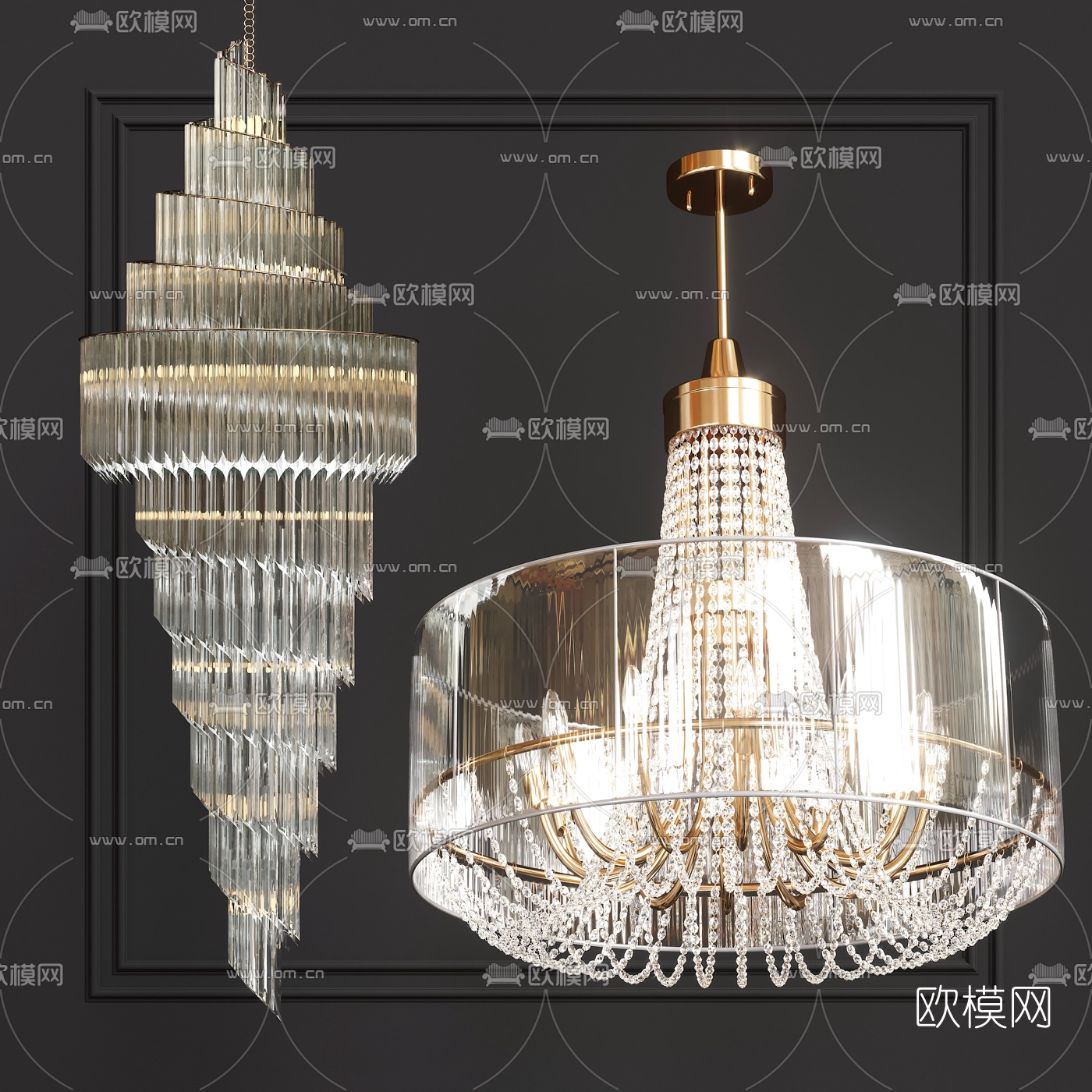 现代轻奢水晶吊灯3d模型下载_ID10102170_3dmax免费模型-欧模网