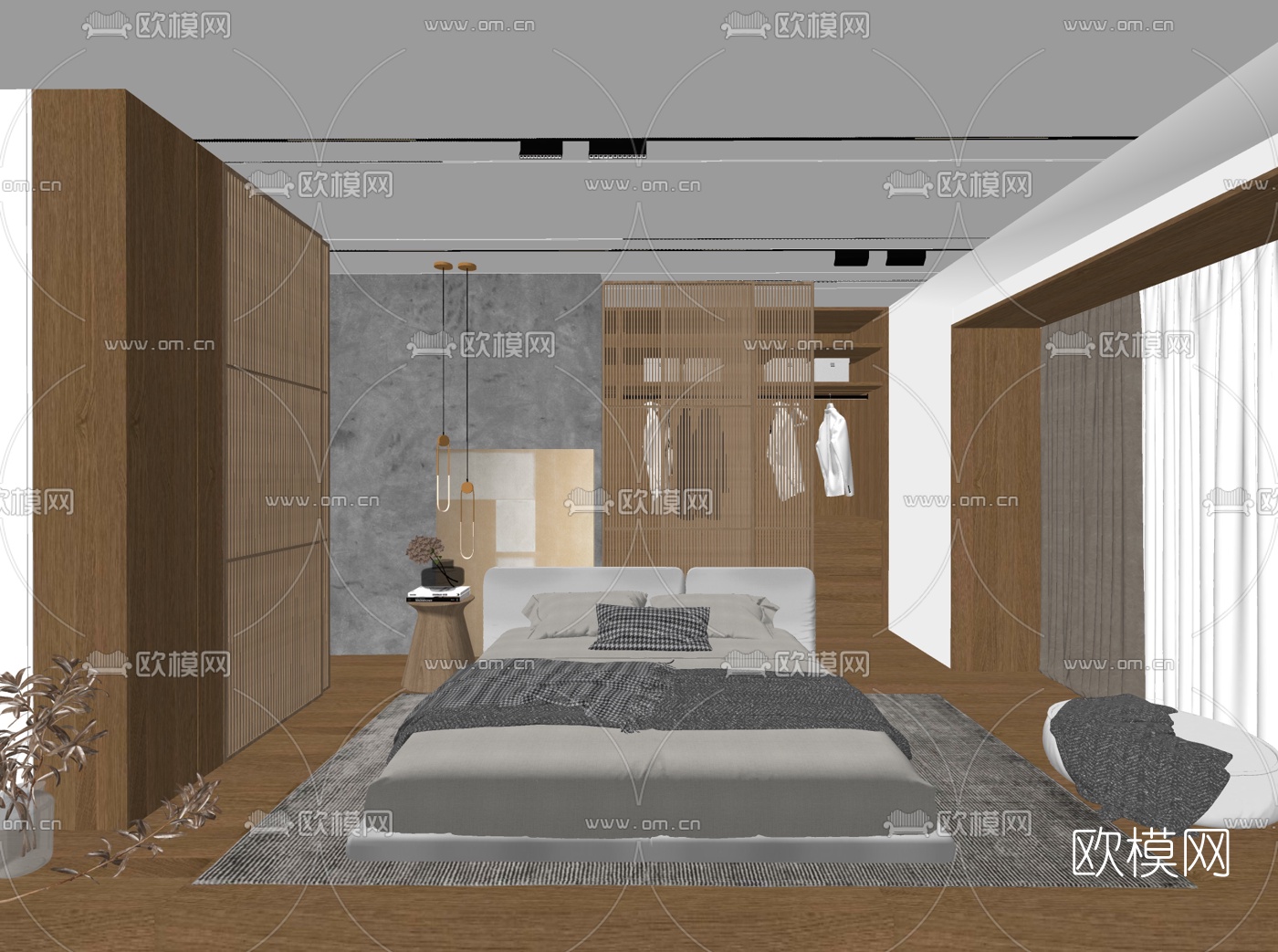 日式民宿卧室su模型下载（渲染图2）