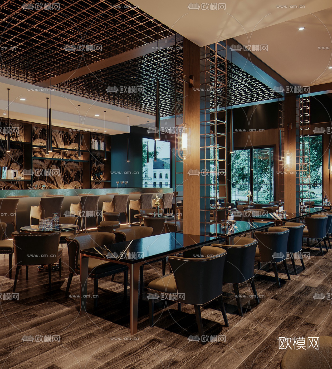 现代轻奢音乐餐吧3d模型下载（渲染图4）