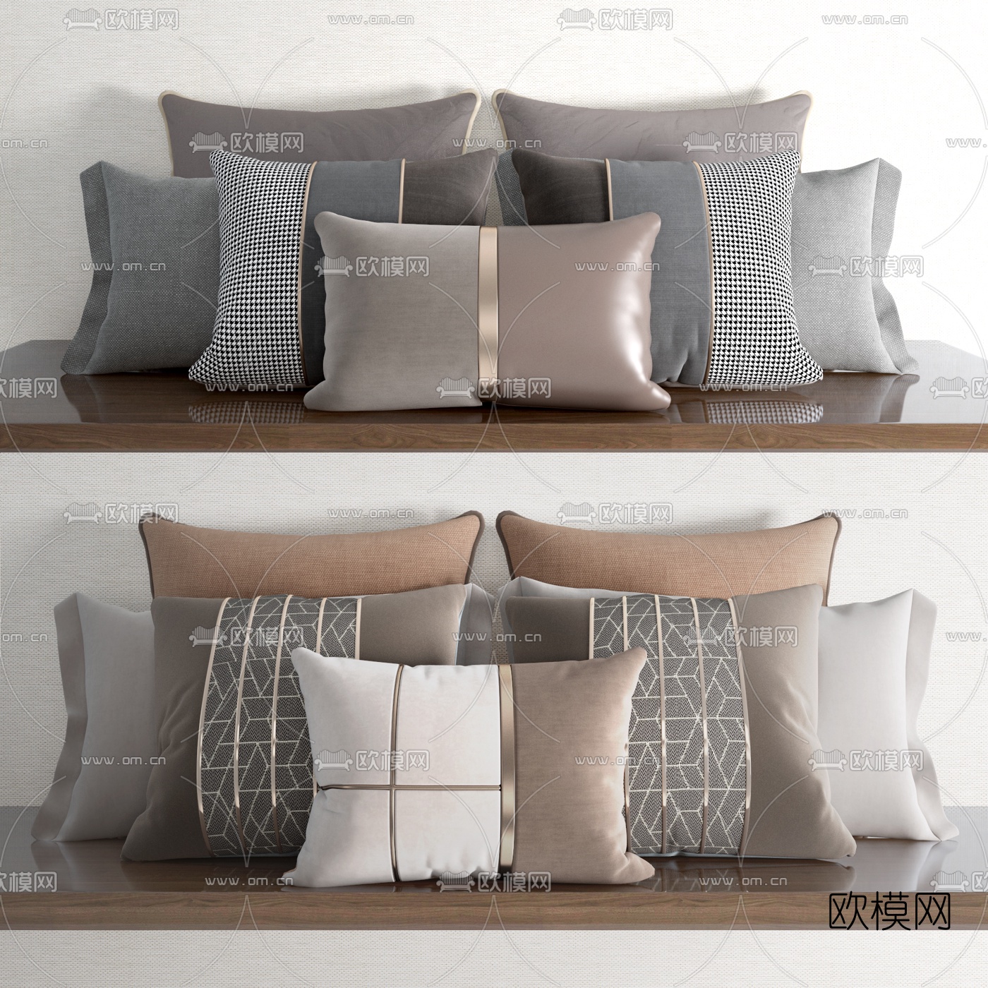 现代布艺抱枕3d模型下载