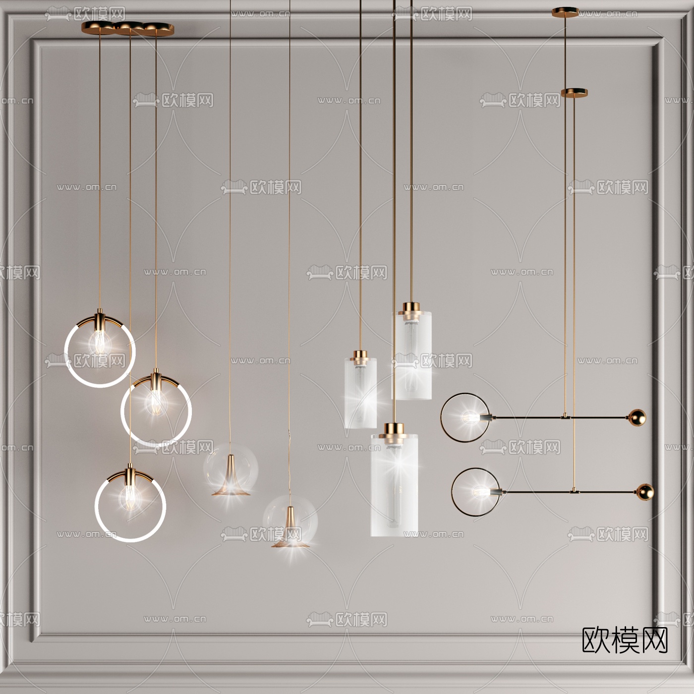 现代轻奢时尚小吊灯3d模型下载