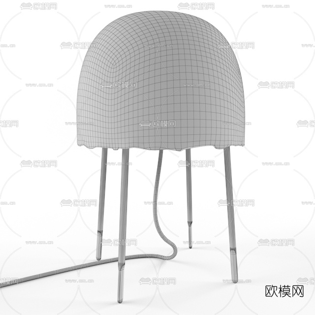 北欧绒布灯罩落地灯3d模型下载（渲染图2）