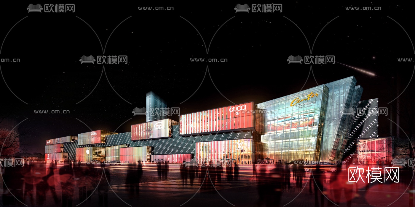 现代异形商业广场3d模型