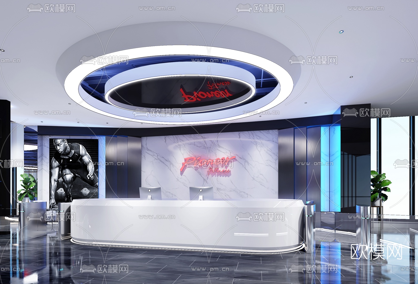 现代健身房3d模型下载（渲染图6）