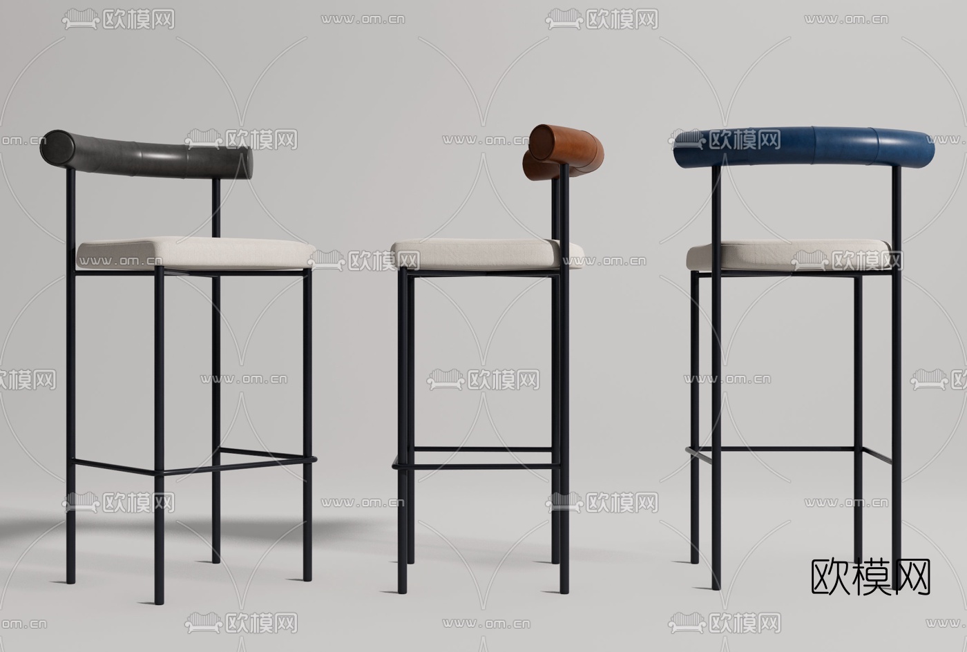 现代铁艺吧台椅su模型下载（渲染图1）
